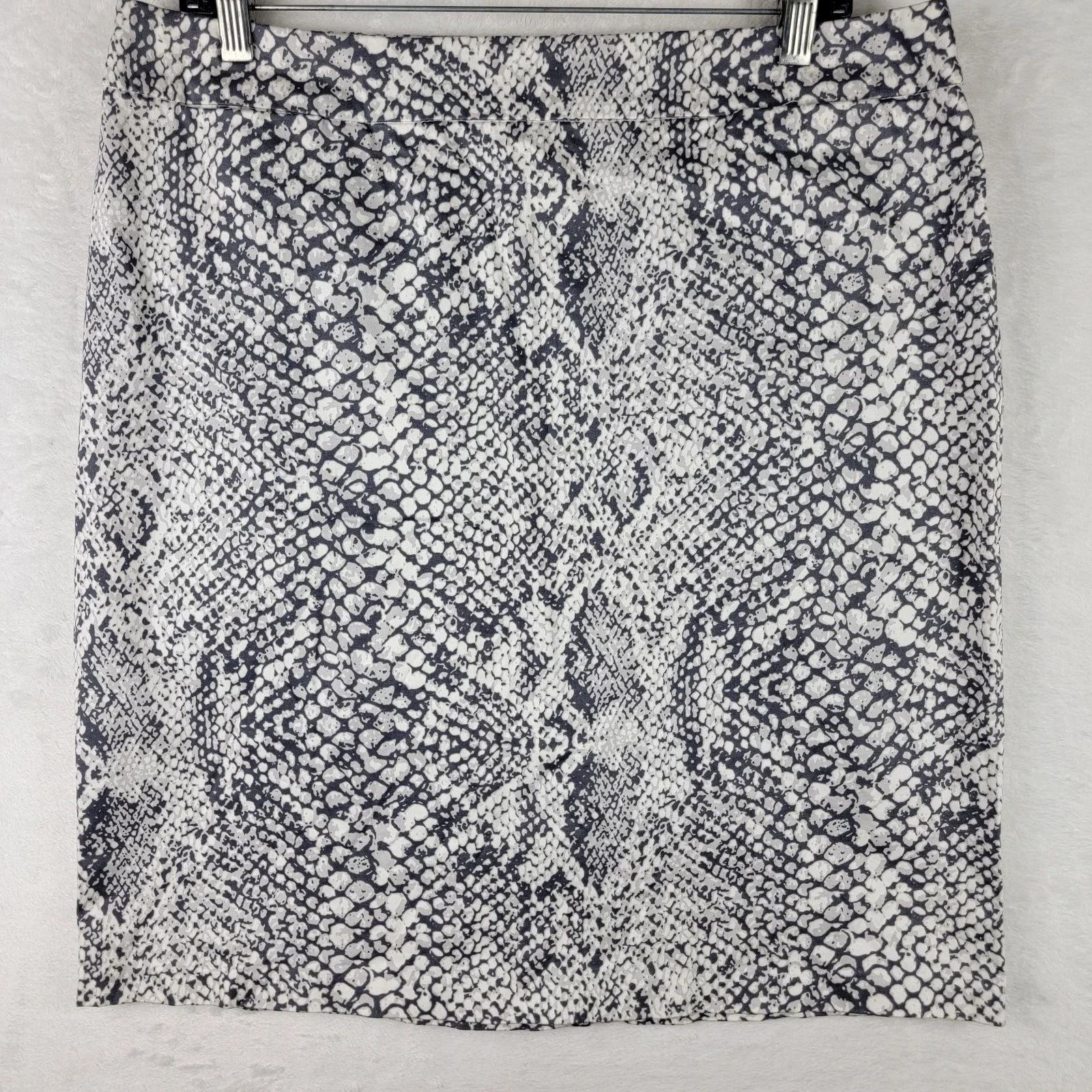Sz 12 Knee Snakeskin Skirt Straight Animal Print Pocket Stretch Zip Slit Casual