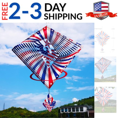 #ad #ad 4th of July Decorations13.5in Stainless Steel Eagle Flag Patriotic Wind Spin... $53.09