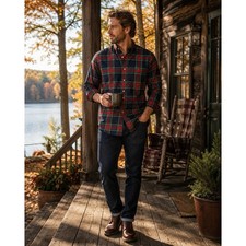 Ralph Lauren Classic Fit Plaid Button Down Shirt USA Made Cotton Men's L