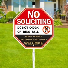 No Soliciting Sign for House, No Soliciting Sign for Front Door, 10" x 28" Heavy