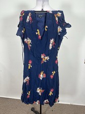 Madewell Women’s Navy Blue Color Floral Print Short Sleeve Dress Size 4 