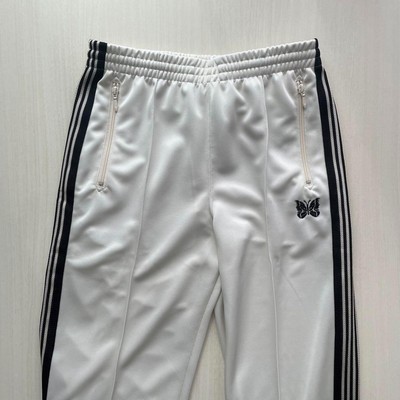 NEEDLES Track Pants Straight White x Black lines MR557 Size-S New