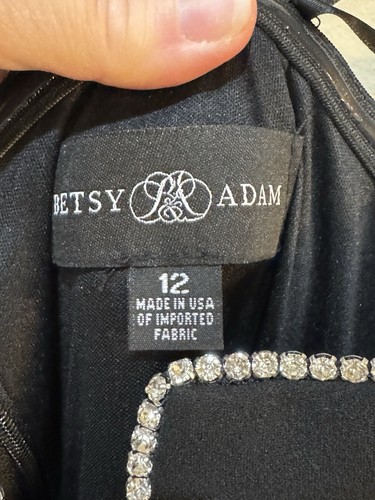 Betsy & Adam Women's Black Rhinestone-Trim Strapless Gown Dress Size 12 - Picture 7 of 8