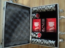 Poker Chip Set with HOT TAMALES Cinnamon Candy Playing Cards in Aluminum Case