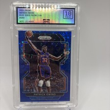 Graded MPE 10 mint 2021-22 Panini Prizm Blue Disco 141/150 245 Patrick Ewing PSA