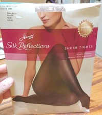 NEW Hanes Silk Reflections Silky Sheer Tights B171 Sz EF Nude Pack