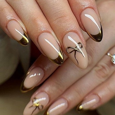 24Pcs Almond Fake Nail Press On Nail Artificial Nail False Nail On Nail