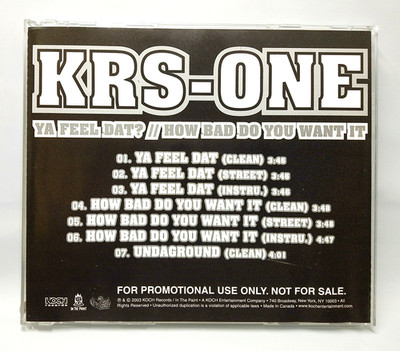 (CD) KRS-One   Ya Feel Dat? / How Bad Do You Want It, Promo, KOC-DS-8342A, NM/NM