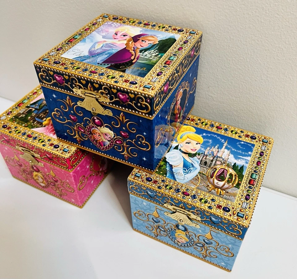 Lote de 3 cajas de música princesa Disney Parks Cenicienta Aurora Elsa Anna raras Foto 2 de 4