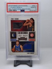 2018 Contenders #RDLT Trae young / Luka Doncic RC Ticket Dual Swatches PSA 10