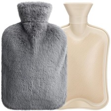 Wärmflasche mit Plüschbezug 2L - Auslaufsicher für Schmerzlinderung und Komfort