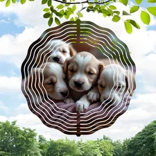 3D Metal Hanging Wind Spinners with Sound Wave Design - Beautiful Wind Chimes