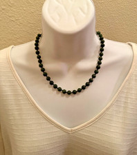 8mm Round Genuine Natural Green Jade Stone Women's Necklace Jewelry Choker 18"