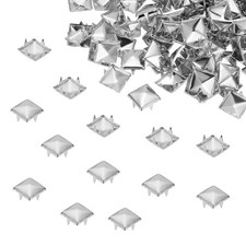 10mm Metal Studs Spots 200Pcs Square Claw Beads Nailhead Rivets, Silver