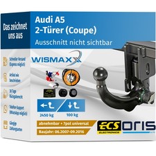 ANHÄNGERKUPPLUNG für Audi A5 8T3 07-16 vert. abnehmbar ORIS +7pol E-Satz ABE