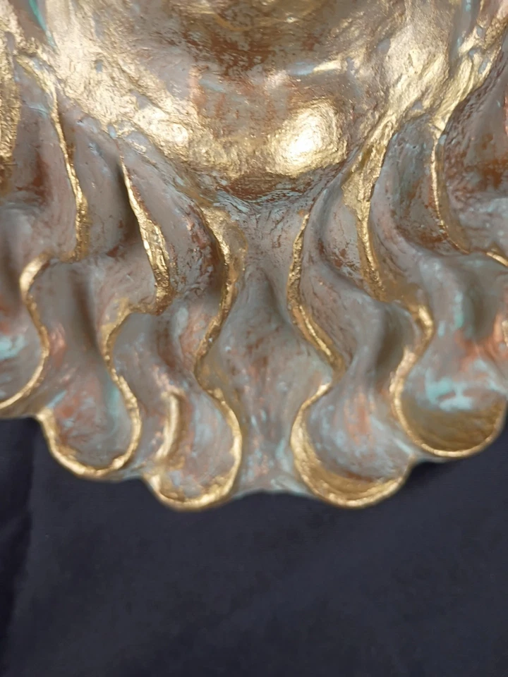 De colección R. Vandamme Cerámica Cara de Sol Colgante de Pared Sunburst Tono Dorado Patio Escultura Foto 3 de 4