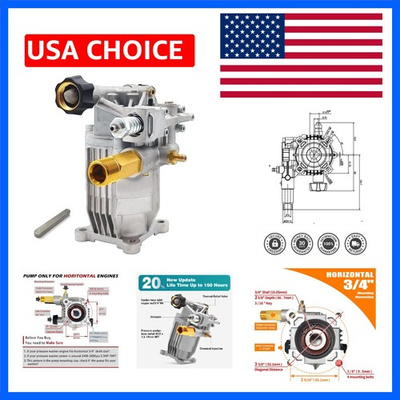 #ad #ad 2400 2800PSI Pressure Washer Replacement Pump 3 4quot; Shaft Horizontal Pressure... $80.99