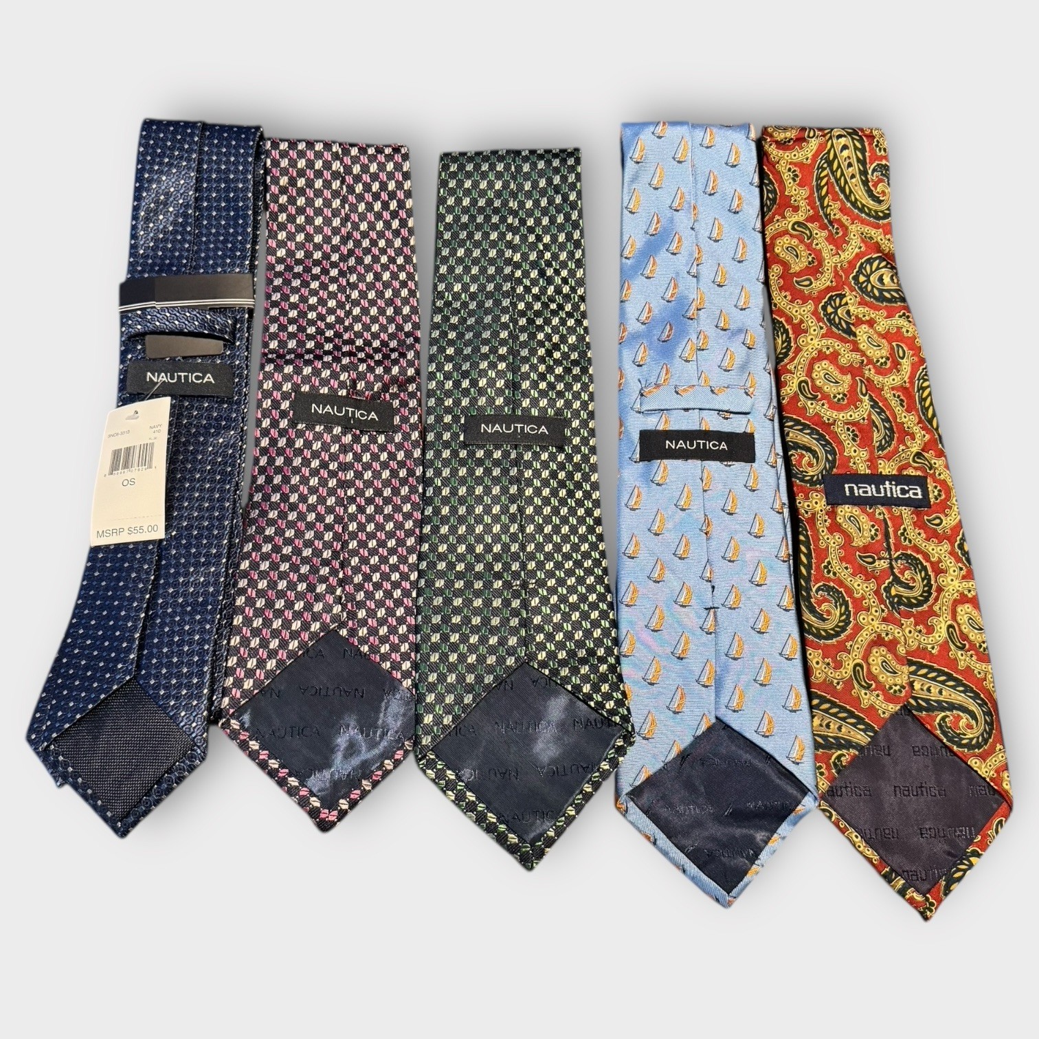 5x NAUTICA Gentleman Nautical Men's Ties Preppy Some New / Vintage Bold Boat image 2