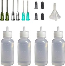 Blunt Needle Tip Applicator Bottle Set 30ml Squeezable Bottles Storage Caps 14ga