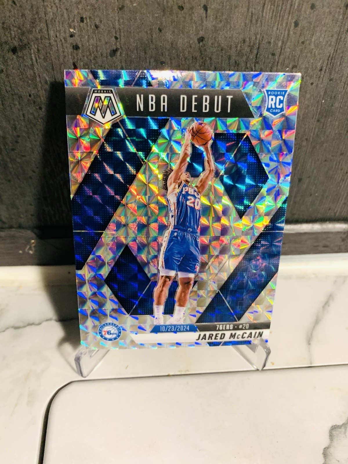 Jared Mccain Silver Rookie NBA Debut Mosaic Prizm 2024-25 76ers