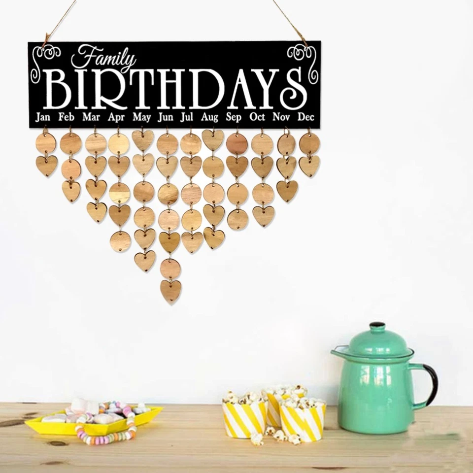  Wall Hanging Decoration Decorative Calendar Wooden Plaque DIY Pendant - Image 4 of 4