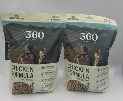 360 Pet Nutrition Freeze Dried Raw Chicken Formula Adult Dog Food 16oz Lot of 2