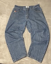 WAKWEAR Men s Y2K Wide Baggy Skater Jeans Dark Blue Wash 36x34