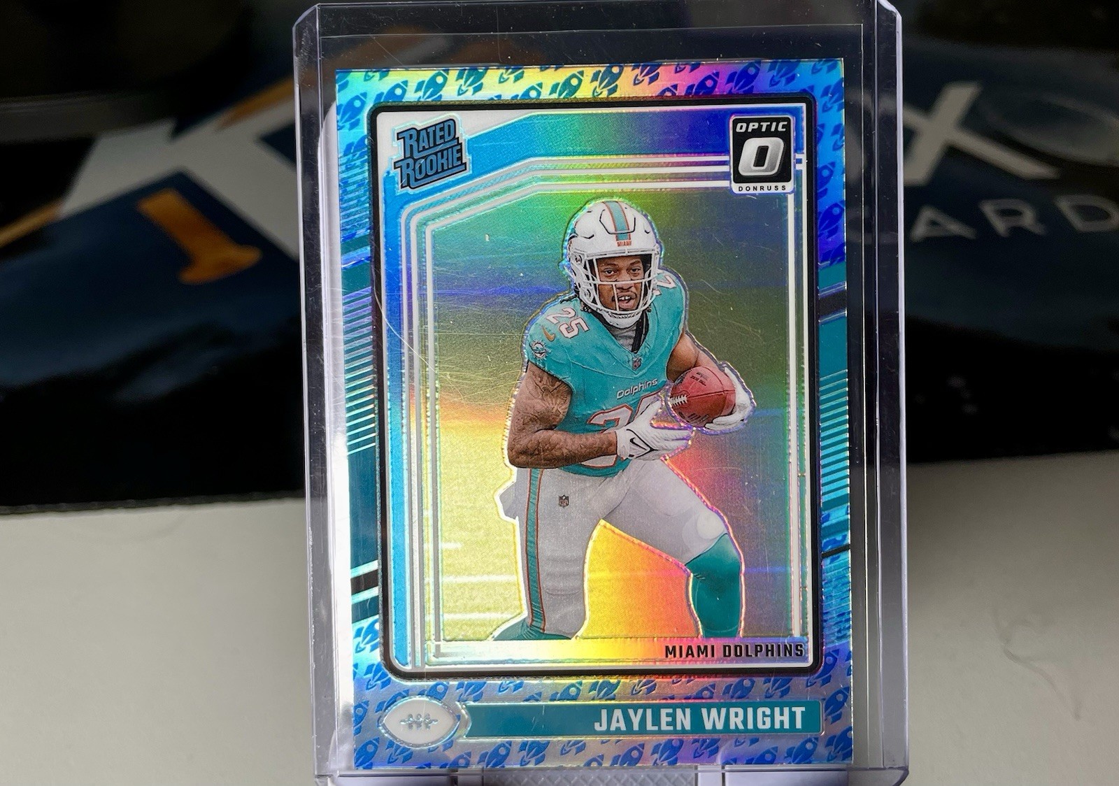 2024 Panini Donruss Optic Jaylen Wright #249 Rocket Emoji Prizm (RC) SP Dolphins