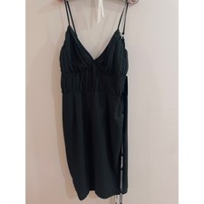 PrettyLittleThing Black Ruched Cup Detail Midi Dress US Size M Gothic Milkmaid