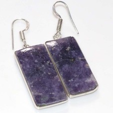 Bezel Lepidolite 925 Silver Plated Earrings 2.2