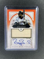 2025 Topps Definitive Barry Bonds Orange 3/25 Game Used Patch On Card Auto