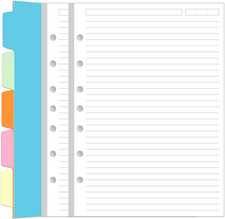 7-Hole Lined Paper Refills for Mini Binder - 100 Sheets/200 Pages 7 Ring Loose L