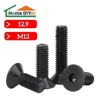 M12 DIN 7991 12.9 Stahl Senkkopfschrauben Schwarz Innensechskant Senkkopf M12x