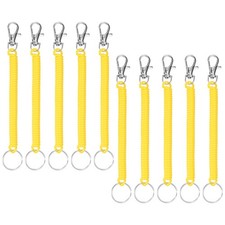 6.89IN Spiral Retractable Coil Springs Keychain 10PCS - Stretch Cord - Yellow 