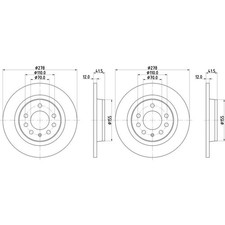 2X HELLA PAGID BREMSSCHEIBEN Ø278mm HINTEN PASSEND FÜR OPEL GT