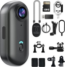 4K Mini Body Camera 128GB Action Body Cam with Audio Video Thumb Hands Fre...