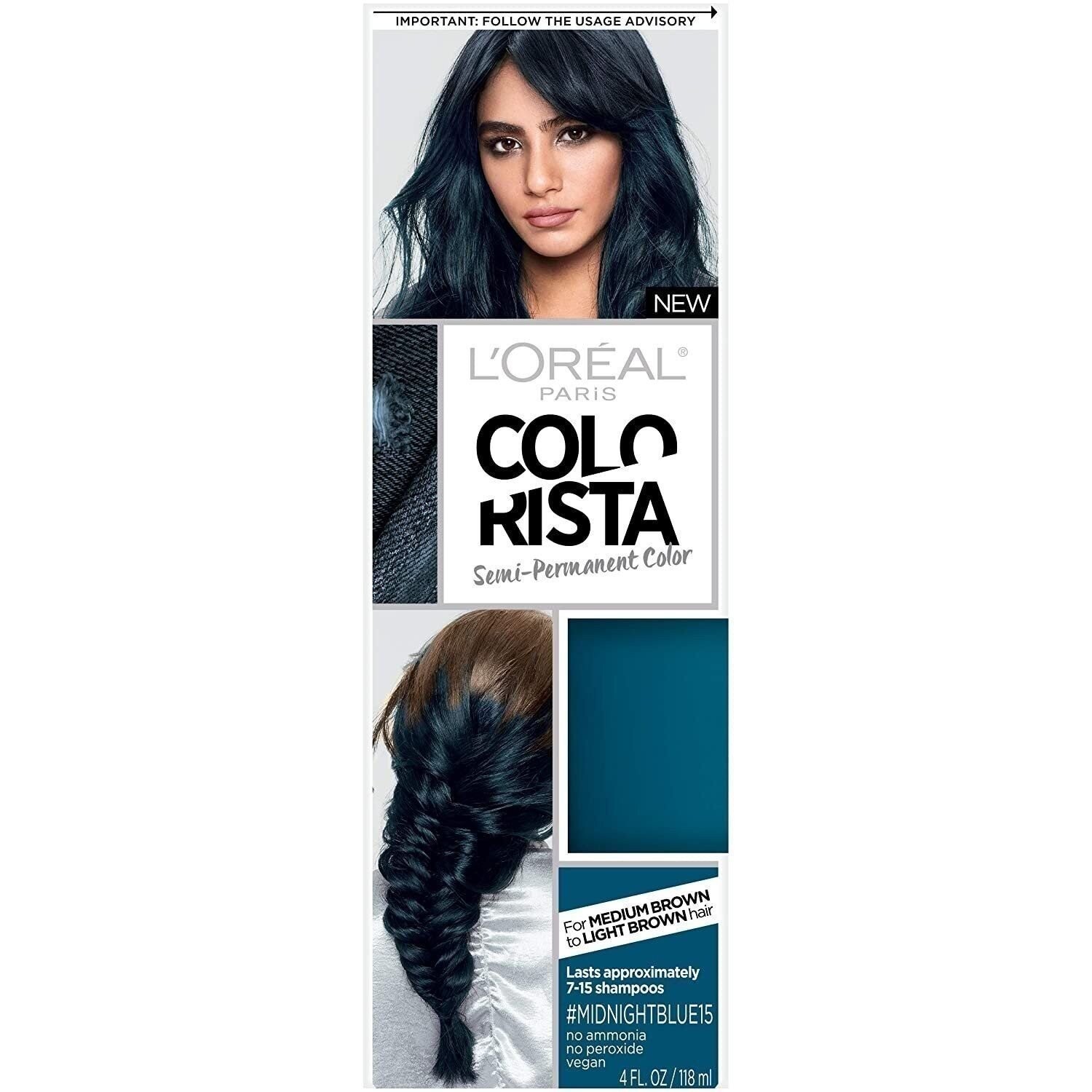 Ista Semi-permanent Hair Color For Brunette Hair, Midnight..