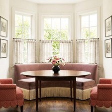 Farmhouse Kitchen Curtains for Windows, Rod Pocket  Back Tab Faux Linen Semi...