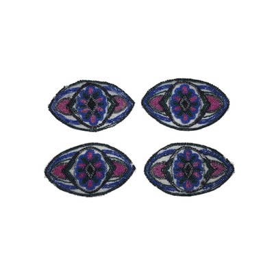 VTG Hand Sewn Art Deco Beaded Mesh Eye 5x3'' Sewing Applique Set of 4 1920s 1930s