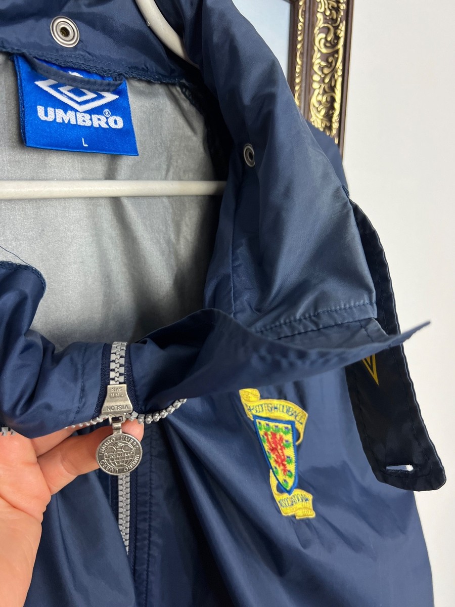 Vintage 90's Umbro Scotland Football Train Jacket Track Top Hooded