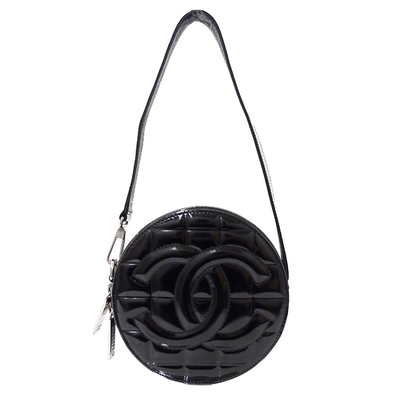 Chanel Matelasse Patent Silver Coco Logo Enamel Handbag HD 109