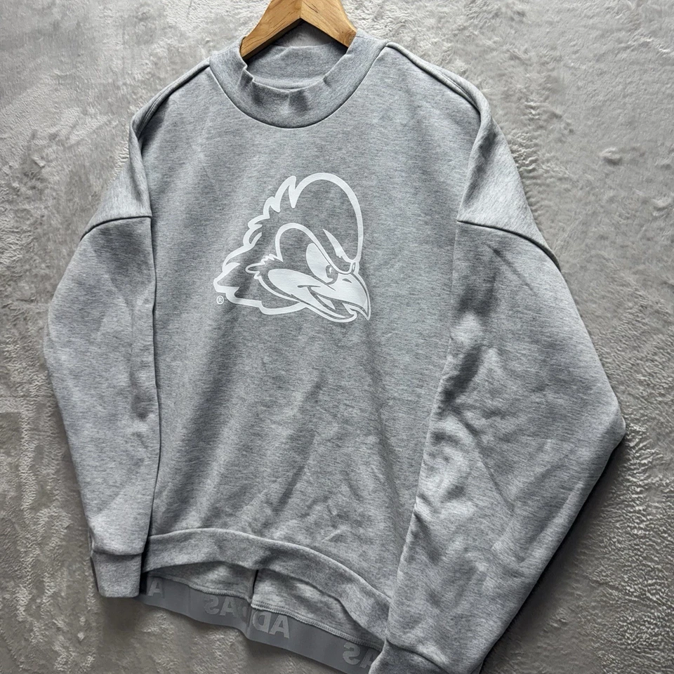 Adidas Delaware Blue Hens Versa Crewneck Sweatshirt Grey Womens Large NEW $80 - Image 2 of 4