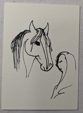 ACEO Arte Original Caballo Marcador Dibujo Ecuestre Equino Boceto Línea Wachtel
