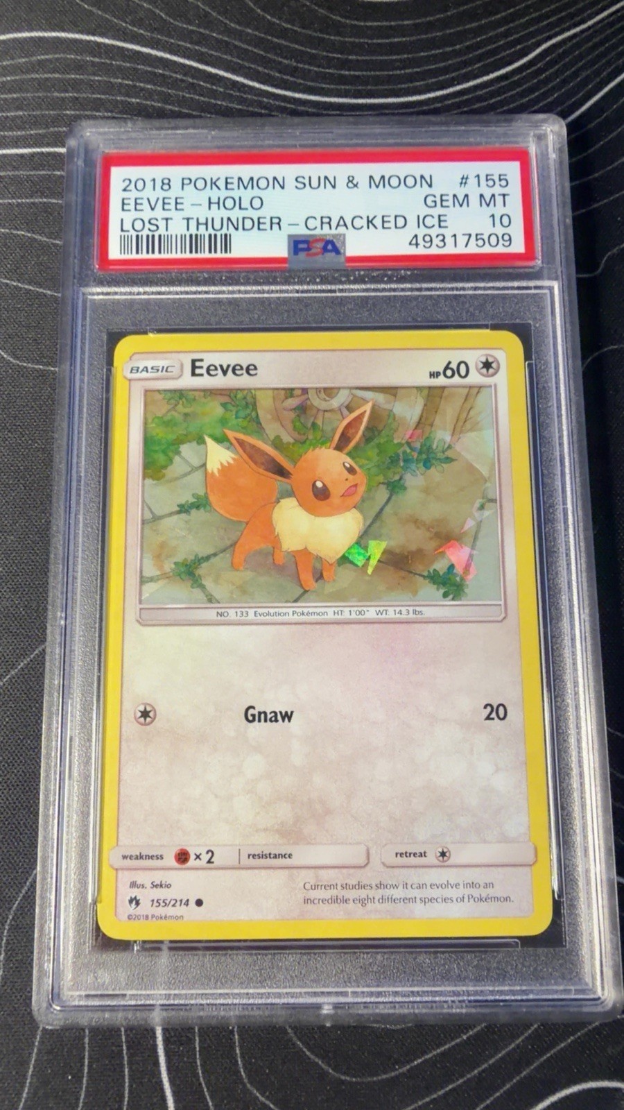2018 Pokemon Eevee Cracked Ice Holo 155/214 PSA 10
