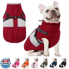 AOFITEE Dog Coat, Warm Dog Jacket with Harness Built in, Waterproof Coats for