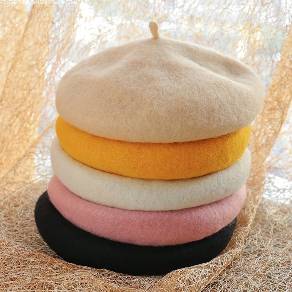 Wool Beret Hat French Style Beanie Hats Fashion Ladies Beret Caps Women Girls - Image 4 of 4