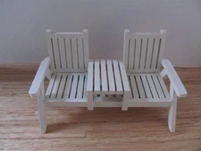 Vintage Garden Patio Adirondack Chairs with Table Wood  Dollhouse Miniature 1:12