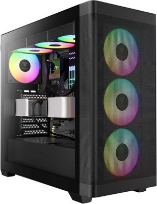 GAMDIAS Athena M3 ATX Mid Tower PC-Gehäuse, 4 x 120 mm ARGB PWM Lüfter mit Hub