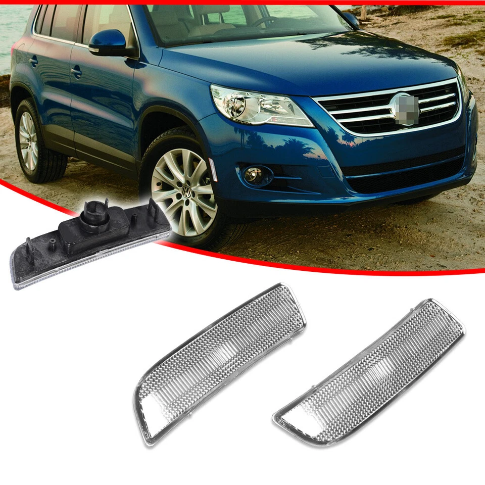 Luces de señalización laterales de parachoques delantero con lente transparente Euro 2 piezas para VW Tiguan 2009-2017 Foto 2 de 4