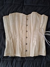 Ivory Brocade Victorian Steel Boned Corset